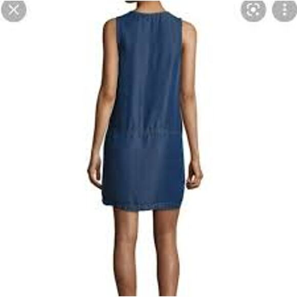 Splendid  Lace Up Sleeveless Chambray Denim Shift Mini Dress SD11487DK Medium M - Picture 4 of 7